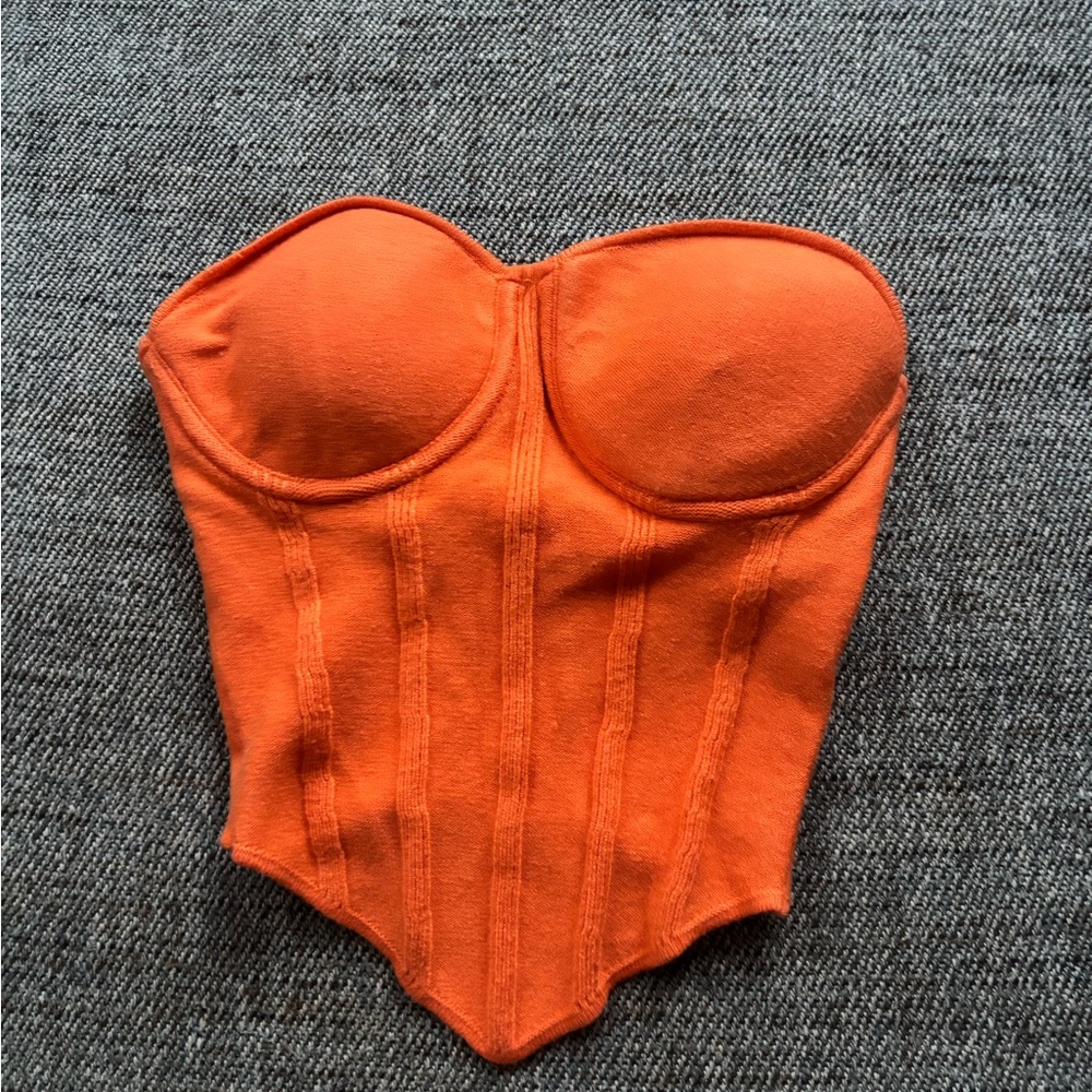 Orange Strapless Corset Top